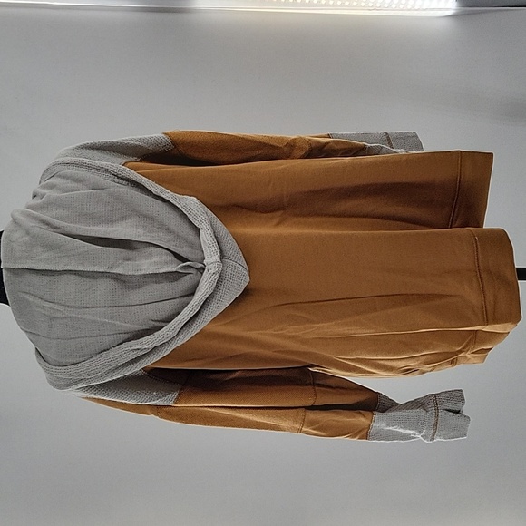 Tan Oversized Hoodie with Gray Accents - Picture 15 of 16